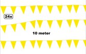 24x Vlaggenlijn geel 10 meter - vlaglijn festival thema feest verjaardag carnaval vlaggetje kleur