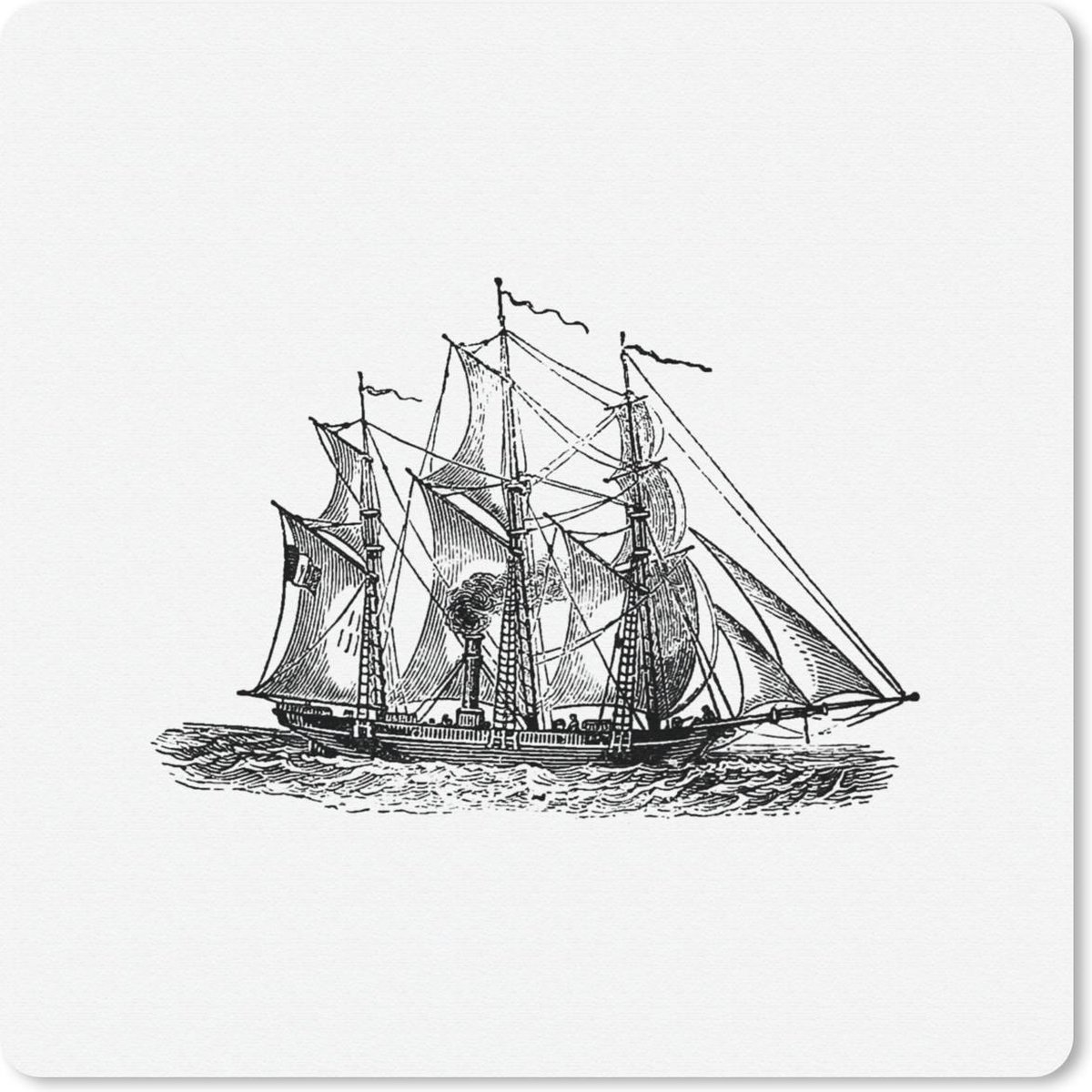 Muismat 30x30 cm - Mousepad Vintage - Boot - Schip - Muismatten