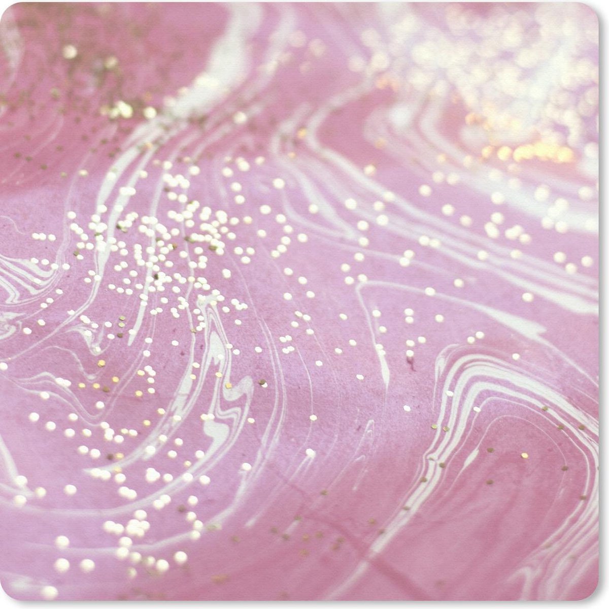 Muismat 30x30 cm - Mousepad Marmer - Roze - Goud - Wit - Muismatten