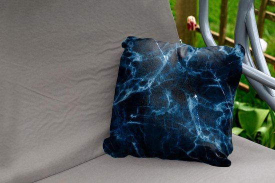 Coussin d'extérieur - Marbre - Vagues - Motif - Zwart - 45x45 cm - Résistant aux intempéries