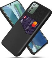 Voor Samsung Galaxy Note20 5G Doek Textuur PC + PU lederen achterkant Schokbestendig hoesje met kaartsleuf (zwart)