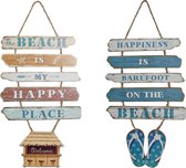 Schilderij DKD Home Decor Strand Touw Hout MDF (2 pcs) (29 x 1.5 x 47 cm)