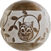 Decoratieve figuren DKD Home Decor Bol Uil Mangohout (13 x 13 x 13 cm)