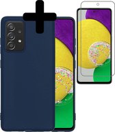 Samsung A52s Hoesje Met Screenprotector - Samsung Galaxy A52s Case Cover - Siliconen Samsung A52s Hoes Met Screenprotector - Donker Blauw