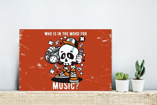 Décoration murale Métal - Peinture Aluminium Industrielle - Vintage - Crâne - Musique - 30x20 cm - Dibond - Photo sur aluminium - Décoration murale industrielle - Pour le salon / chambre