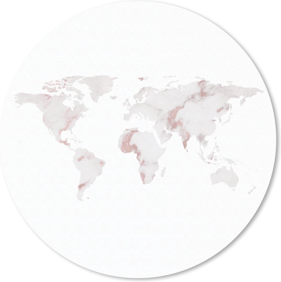 Muismat rond 30x30 cm - Mousepad Wereldkaart - Wit - Roze - Ronde muismatten