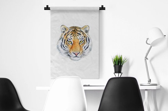 Tapisserie - Toile murale - Tigre - Yeux - Tête - 60x90 cm - Tapisserie
