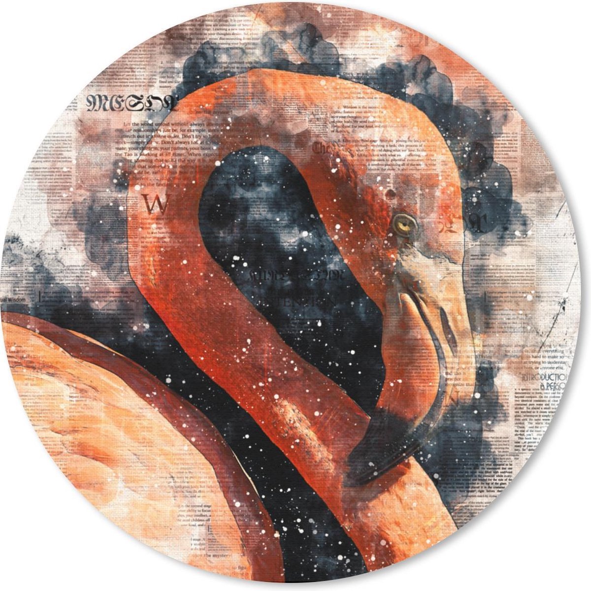 Muismat rond 30x30 cm - Mousepad Flamingo - Rook - Krant - Ronde muismatten