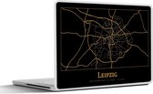 Laptop sticker - 12.3 inch - Kaart - Leipzig - Goud - Zwart - Simpel - 30x22cm - Laptopstickers - Laptop skin - Cover