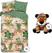 Bedtextielset Kids - Dekbedovertrek Felines + Knuffel Tijger David