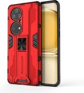 Voor Huawei P50 Pro Supersonic PC + TPU Schokbestendige beschermhoes met houder (rood)