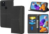 Voor Google Pixel 5a 5G Geweven Textuur Stiksels Magnetische Horizontale Flip PU Lederen Case met Houder & Kaartsleuven & Portemonnee & Lanyard (Zwart)
