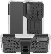 Voor OnePlus Nord CE 5G Bandtextuur Schokbestendig TPU + pc-beschermhoes met houder (wit)