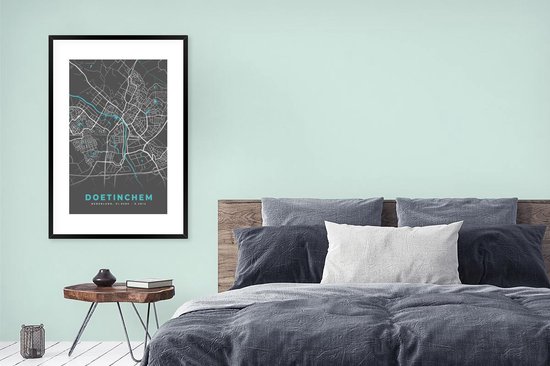 Cadre photo avec affiche - Plan de la ville - Doetinchem - Grijs - Blauw - 80x120 cm - Cadre pour affiche