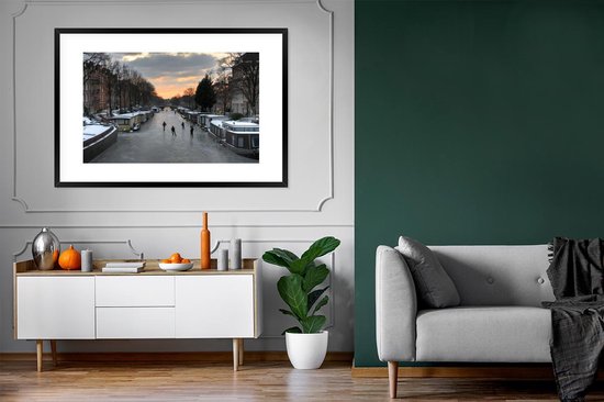 Affiche avec cadre Amsterdam - Patinage - Hiver - 120x80 cm
