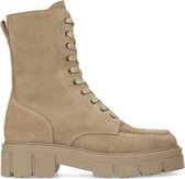 Sacha - Dames - Beige suède veterlaarsjes - Maat 36