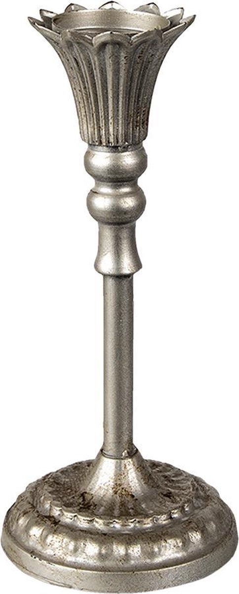 Clayre & Eef Kandelaar Ø 13x28 cm Zilverkleurig Ijzer Kaarsenstandaard