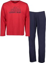 Blue Seven heren pyjama rood shirt/navy broek - maat S
