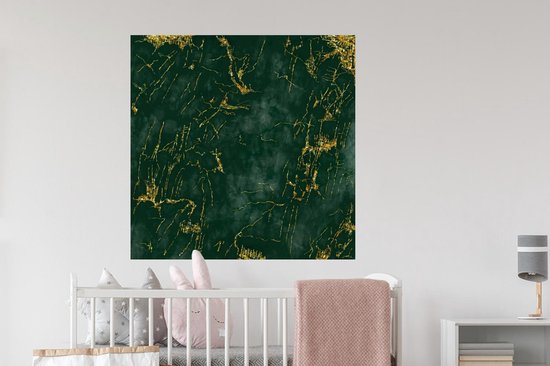 Stickers Stickers muraux - Marbre - Émeraude - Or - 100x100 cm - Feuille adhésive XXL