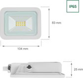 LED schijnwerper Wit - 10W IP65 - Lichtkleur optioneel - 3 jaar garantie