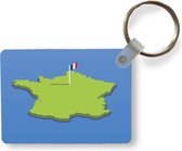 Sleutelhanger - Een illustratie van Frankrijk op een blauwe achtergrond - Uitdeelcadeautjes - Plastic