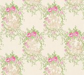 A.S. Création behangpapier bloemen roze, groen en crème - AS-344992 - 53 cm x 10,05 m