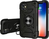 Schokbestendige siliconen + pc-beschermhoes met dubbele ringhouder voor iPhone 11 Pro (zwart)
