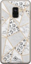 Samsung A8 (2018) hoesje siliconen - Stone & leopard print | Samsung Galaxy A8 (2018) case | Bruin/beige | TPU backcover transparant