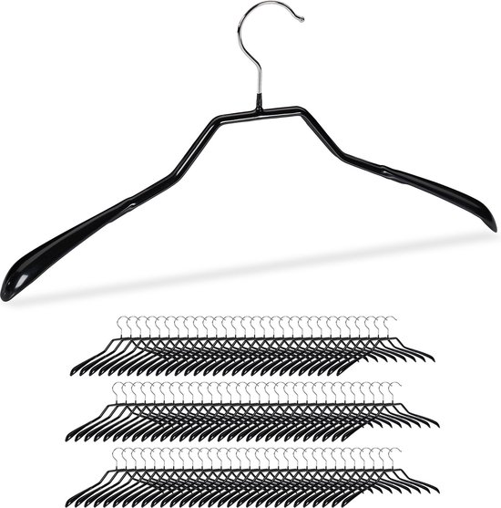 Relaxdays 90 x kleerhangers - kledinghangers - stevig – pvc coating zwart | bol.com