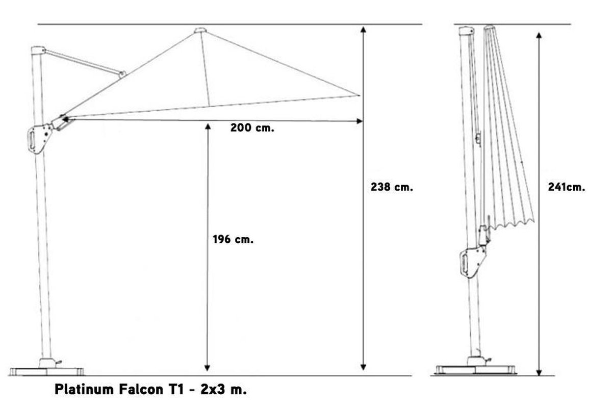 Platinum Falcon T1 Parasol 3.0x2.0m Taupe,exclusief Voet&hoes- Rechthoekige  Zweefparasol | bol.com