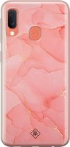 Samsung A20e hoesje siliconen - Marmer roze | Samsung Galaxy A20e case | zwart | TPU backcover transparant