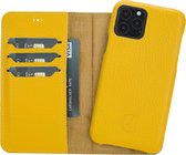 Mjora volledig Lederen Apple iPhone 11 PRO Hoesje (New edition Tweedelige ontwerp: Book Case / Hardcase - Yellow)
