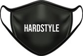 Mondmasker met tekst - stoffen mondkapje - zwart - hardstyle