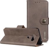 Voor LG Q70 KHAZNEH koeienhuid textuur PU + TPU horizontale flip lederen tas met houder & kaartsleuven & portemonnee (grijs)