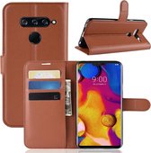 Litchi Texture horizontale flip lederen tas voor LG V40 ThinQ, met houder & kaartsleuven & portemonnee (bruin)