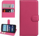 Voor lg k7 litchi textuur horizontale flip lederen tas met magnetische gesp en houder en kaartsleuven en portemonnee (magenta)