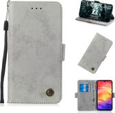 Multifunctionele horizontale flip retro lederen tas met kaartsleuf en houder voor Nokia 3.1 plus (grijs)