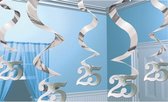 5x Hangdecoratie 25 jaar jubileum rotorspiraal zilveren jubileum - Feestartikelen en versiering