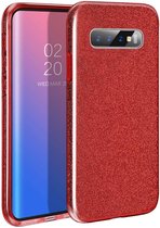 Samsung Galaxy S10E Hoesje Glitters Siliconen TPU Case rood - BlingBling Cover