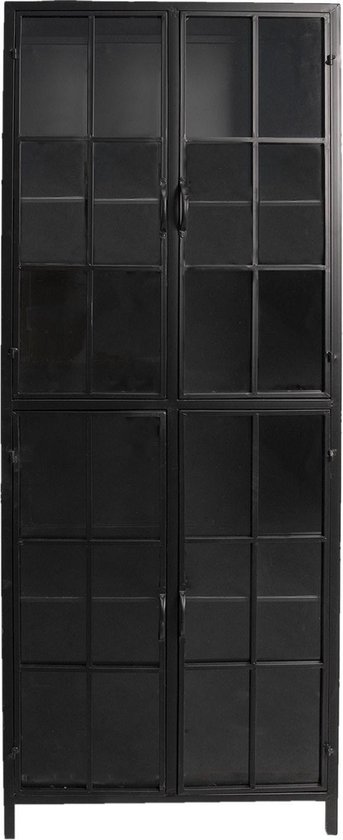 Clayre & Eef Vitrinekast 60x43x171 cm Zwart Metaal Glas Rechthoek Boekenkast