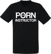 Porn Instructor heren t-shirt zwart | funny | vrijgezellenfeest | man | maat S