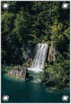 Tuinposter –Waterval in het Bos– 30x40cm Foto op Tuinposter (wanddecoratie voor buiten en binnen)