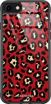 iPhone SE 2020 hoesje glass - Luipaard rood | Apple iPhone SE (2020) case | Hardcase backcover zwart