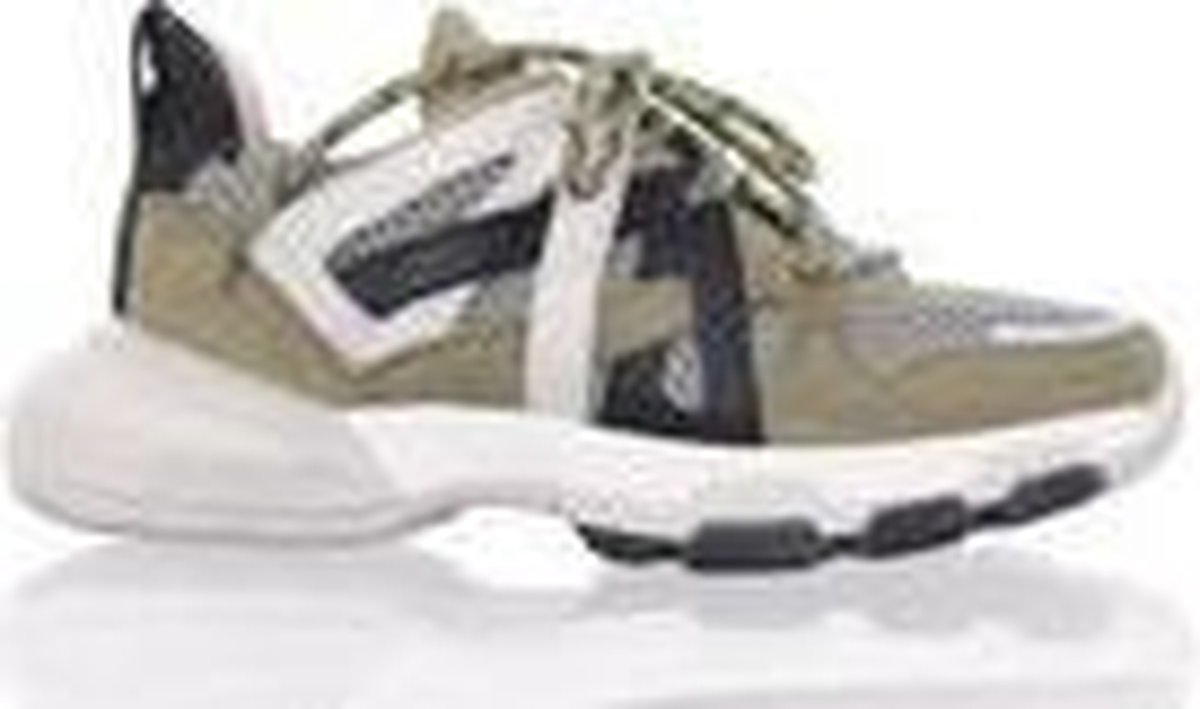 Bronx grijs/groene herensneaker \