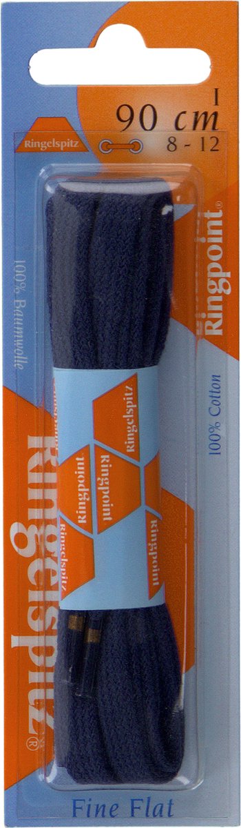 Ringpoint 60 - Platte moderne schoenveter - 100% katoen - 90cm - kleur navy donkerblauw