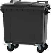 Afvalcontainer 770 liter grijs - 4 wielen - met deksel - restafval - Rolcontainer