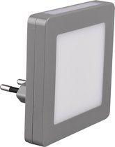 Stekkerlamp - Stekkerspot met Dag en Nacht Sensor Incl. Schakelaar - Trion Hiko - 0.3W - Warm Wit 3000K - Vierkant - Mat Grijs - Kunststof