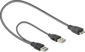 Delock - USB 3.0 Data/Voeding kabel - Zwart - 0.2 meter