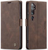 CaseMe - Hoesje geschikt voor Xiaomi Mi Note 10 (Pro) - Wallet Book Case - Magneetsluiting - Donker Bruin