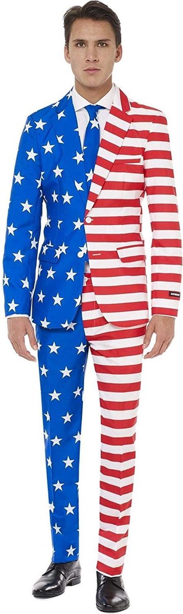 Suitmeister USA Flag - Herenpak - Carnavalskleding - Amerika Vlag Kostuum - Gekleurd - Thema Feest - Maat L